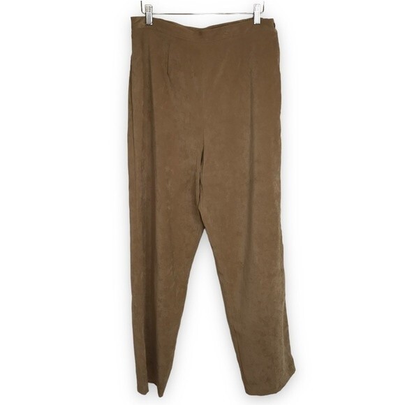 Vintage Sag Harbor Faux Suede Camel Pants Women Size 14 High Waist Elastic Waist - Picture 1 of 10